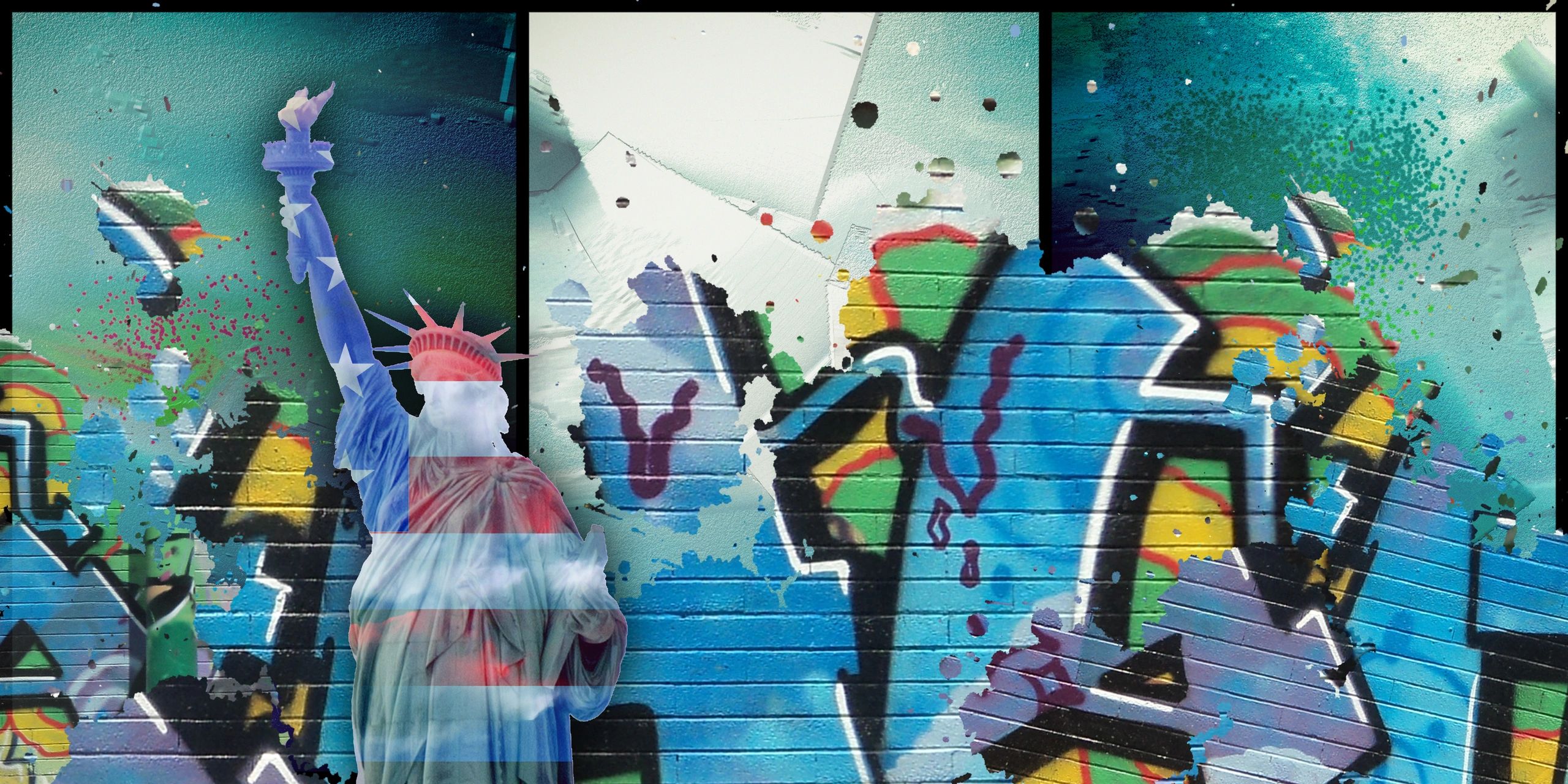 Mural de paisaje en un salón